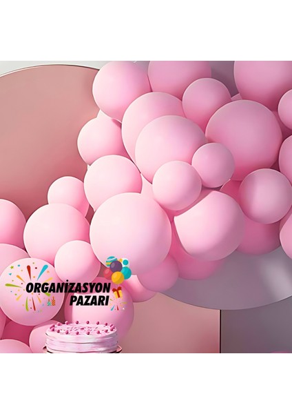 Balon Seti Makaron Pembe 60 Lı Balon Zinciri Seti