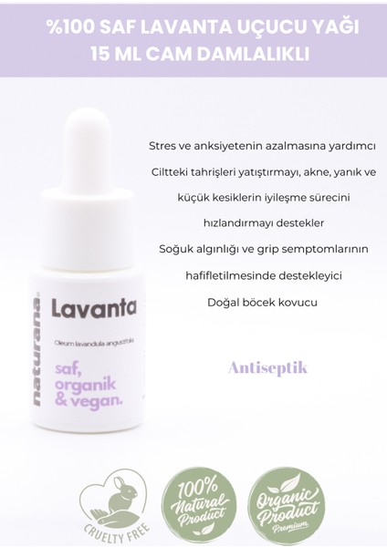 %100 Saf Lavanta Uçucu Yağı Aromaterapi Yağı Difüzör Kokusu 15 Ml