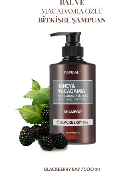 Kırılma Karşıtı Besleyici Bakım Şampuanı KUNDAL Honey& Macadamia Nature Shampoo 500ml Blackberry Bay