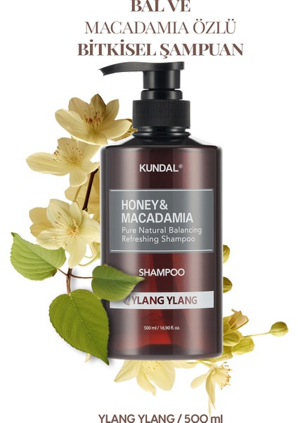 Kırılma Karşıtı Besleyici Bakım Şampuanı KUNDAL Honey & Macadamia Nature Shampoo 500ml Ylang Ylang
