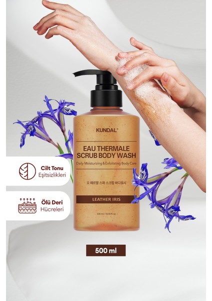 Peeling Etkili, Tanecikli Vücut Yıkama Jeli KUNDAL Eau Thermale Scrub Body Wash (Leather Iris)