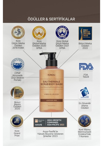 Peeling Etkili, Tanecikli Vücut Yıkama Jeli KUNDAL Eau Thermale Scrub Body Wash (Leather Iris) indirimleri