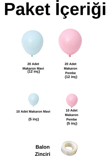 Balon Seti Makaron Pembe-Makaron Mavi 60 Lı Balon Zinciri Seti fiyatları
