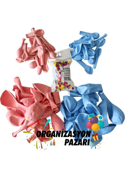 Balon Seti Makaron Pembe-Makaron Mavi 60 Lı Balon Zinciri Seti modelleri