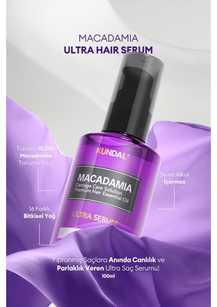 Kuru ve Yıpranmış Saçlara Onarıcı Bakım Serumu KUNDAL Macadamia Ultra Hair Serum (Cherry Blossom) fiyatları