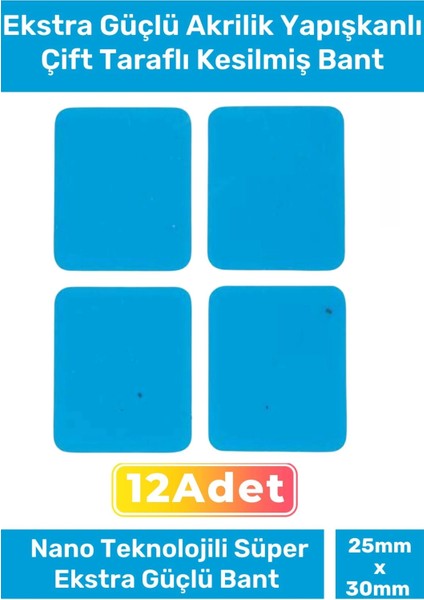 Özel Seri Ekstra Güçlü Pe Köpük Esaslı Çift Taraflı Hazır Kesilmiş 25X30MM Asma Bant 12 Adet