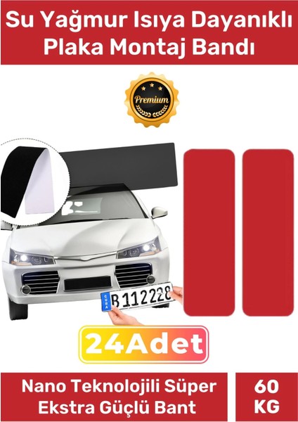 Ekstra Güçlü Neme Basınçlı Su Yağmur Isıya Dayanıklı Çift Taraflı 85X30MM Plaka Montaj Bandı 24 Adet