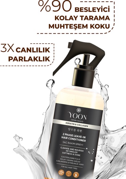 Vegan Saç Bakım Spreyi & Maskesi 250ML, Hyaluronik Asit, Keratin, Kolajen ve B7 Biotinli 2'li Set