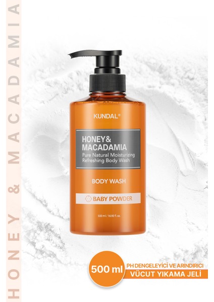 Ph Dengeleyici ve Arındırıcı Vücut Yıkama Jeli KUNDAL Honey & Macadamia Pure Body Wash (Baby Powder)