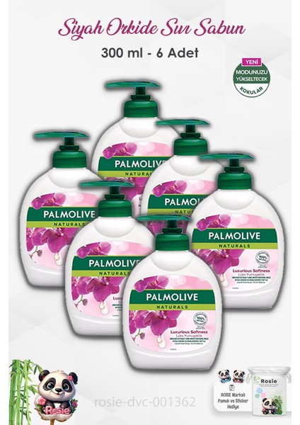 6'lı Set Palmolive Naturals Siyah Orkide Lüks Yumuşaklık Sıvı Sabun 300 ml ve Rosıe