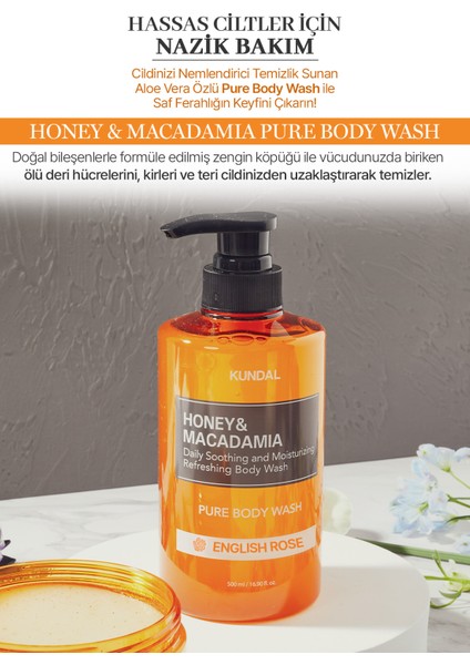 Ph Dengeleyici ve Arındırıcı Vücut Yıkama Jeli KUNDAL Honey& Macadamia Pure Body Wash (English Rose) fiyatları