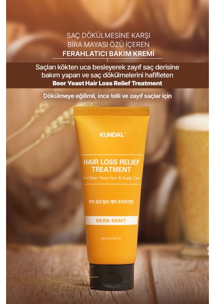 Saç Dökülmelerine Karşı Bakım Kremi KUNDAL Hair Loss Relief Treatment Real Beer Yeast (Herb Mint) fiyatları