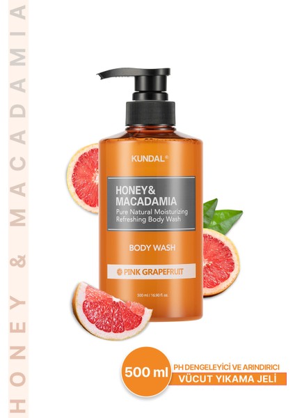 Ph Dengeleyici ve Arındırıcı Vücut Yıkama Jeli KUNDAL Honey&Macadamia Pure Body Wash(PinkGrapefruit)