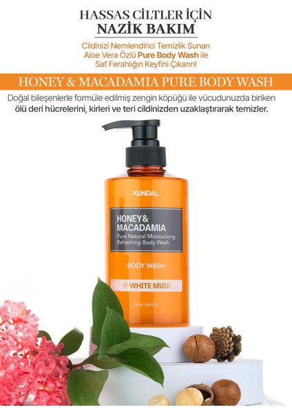 Ph Dengeleyici ve Arındırıcı Vücut Yıkama Jeli KUNDAL Honey & Macadamia Pure Body Wash (White Musk) fiyatları