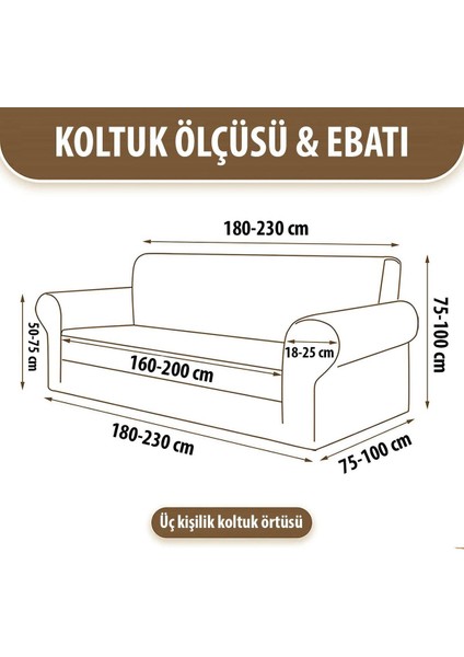 Krem Tuğla Desenli 3 Kişilik Lastikli Kanepe Kılıfı, Jakar, 180x230, Bej