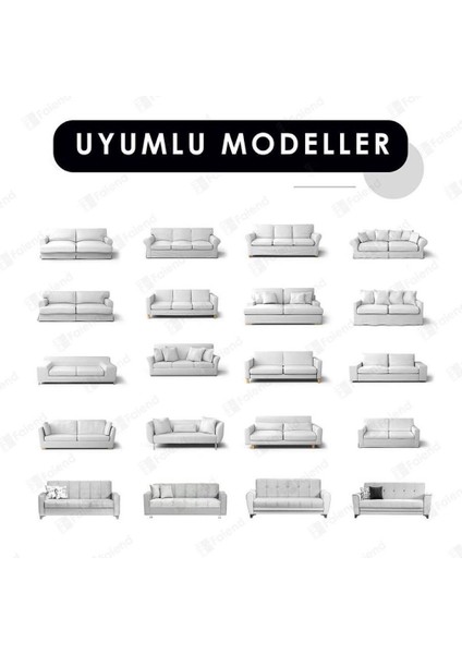 Krem Tuğla Desenli 3 Kişilik Lastikli Kanepe Kılıfı, Jakar, 180x230, Bej