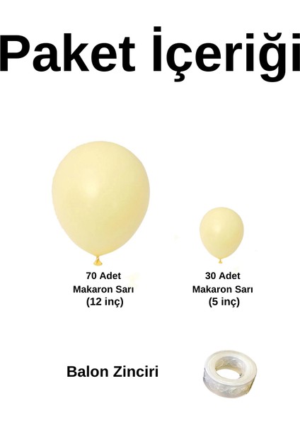Balon Seti Makaron Sarı 100 Lü Balon Zinciri Seti fiyatları