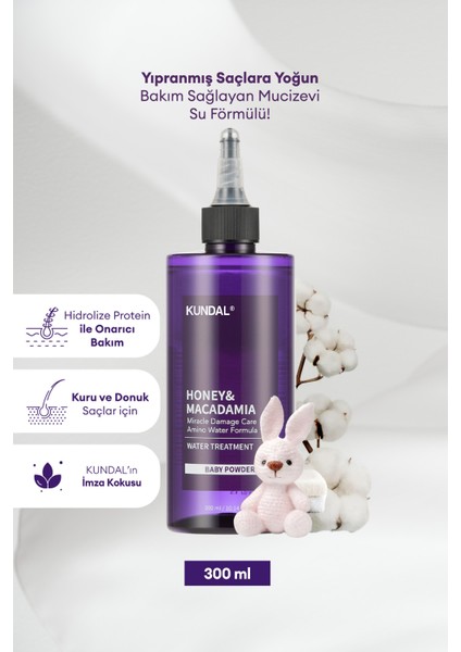 Yoğun Bakım Sağlayan Sıvı Saç Kremi KUNDAL Miracle Damage Care Water Treatment 300ml (Baby Powder)