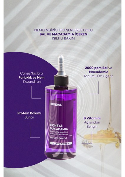 Yoğun Bakım Sağlayan Sıvı Saç Kremi KUNDAL Miracle Damage Care Water Treatment 300ml (Baby Powder) fırsatları