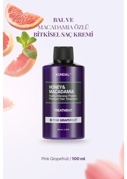 Yoğun Nemlendirici ve Besleyici Saç Kremi KUNDAL Honey & Macadamia Protein Treatment Pink Grapefruit