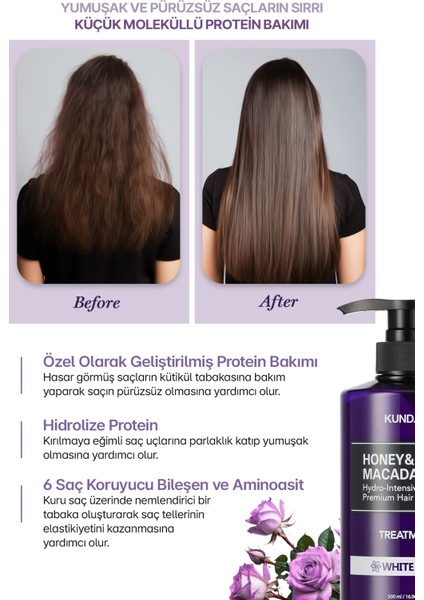Yoğun Nemlendirici ve Besleyici Saç Kremi KUNDAL Honey & Macadamia Protein Treatment English Rose