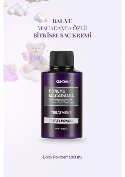 Yoğun Nemlendirici ve Besleyici Saç Kremi KUNDAL Honey&Macadamia Protein Treatment 100ml Baby Powder