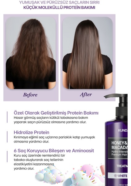 Yoğun Nemlendirici ve Besleyici Saç Kremi KUNDAL Honey&Macadamia Protein Treatment 100ml Baby Powder