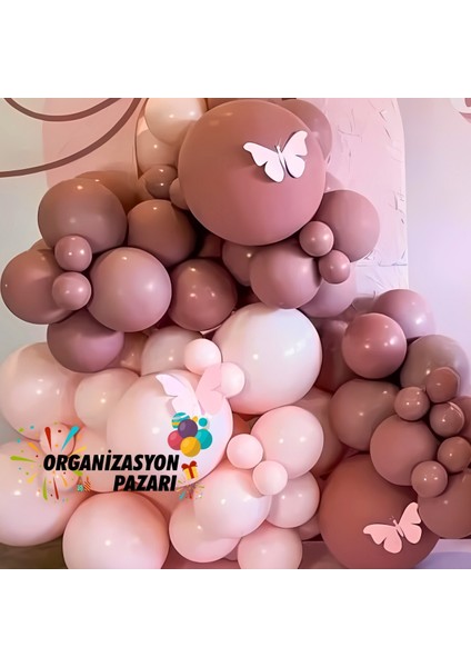 Balon Seti Makaron Pembe-Rosewood 100 Lü Balon Zinciri Seti modelleri