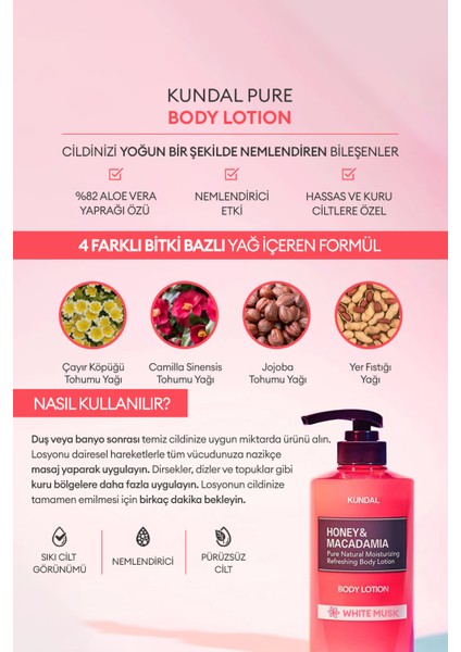 Yoğun Nemlendirme Etkili Dörtlü Vücut Bakım Hediye Seti KUNDAL Bath & Body Gift Edition (White Musk) fırsatları