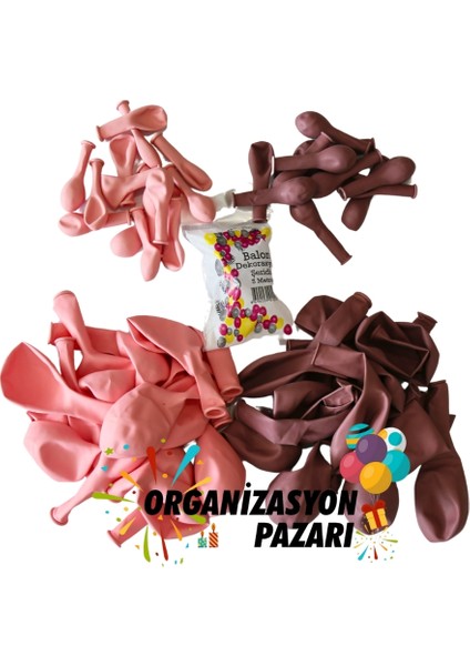 Balon Seti Makaron Pembe-Rosewood 60 Lı Balon Zinciri Seti modelleri