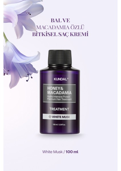 Yoğun Nemlendirici ve Besleyici Saç Kremi KUNDAL Honey& Macadamia Protein Treatment 100ml White Musk