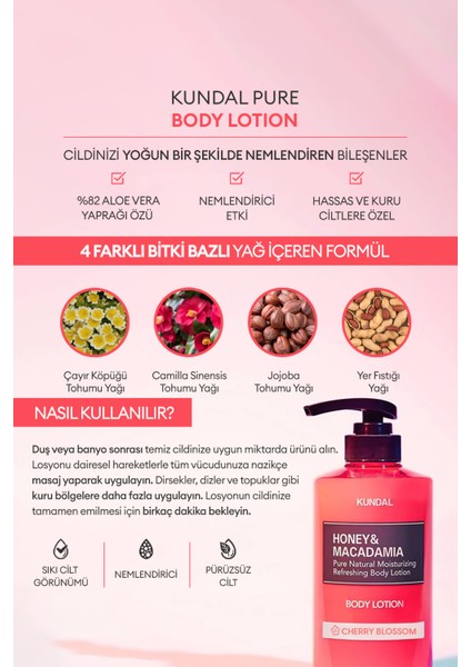 Yoğun Nemlendirme Etkili Dörtlü Vücut Bakım Seti KUNDAL Bath & Body Gift Edition (Cherry Blossom) fırsatları