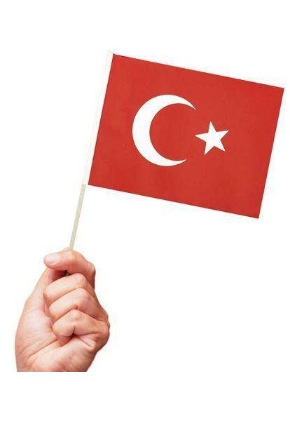 Ay Yıldızlı Ahşap Çıtalı Bayrak 38 cm 10 Adet