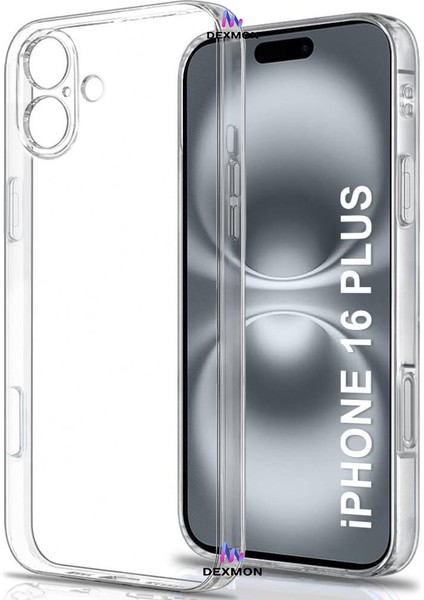 iPhone 16 Plus Kılıf Şeffaf Kılıf 3D Kamera Korumalı 0.7mm Fit Tasarım Esnek Silikon