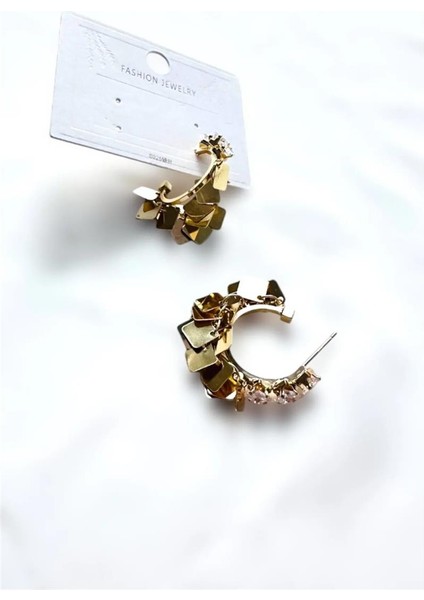 Pullu Zirkon Taşlı Sallantılı Shakira Küpe 2 Cm. modelleri
