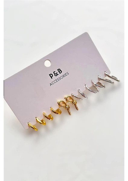P&b 12 Adet Metal Küpe Set
