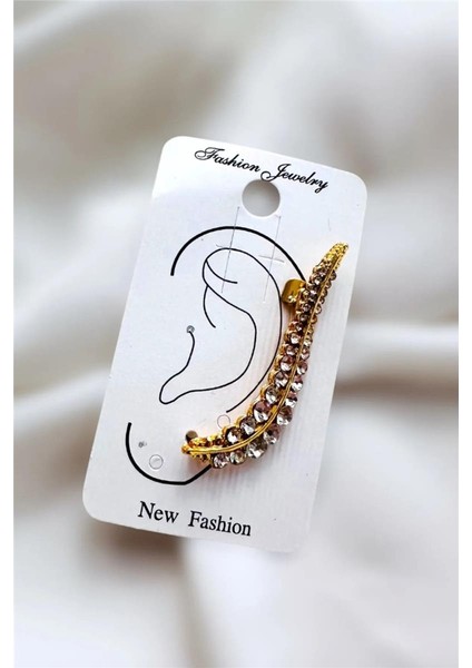 Tüy Full Taşlı Earcuff Küpe Sol Kulak 5 Cm.