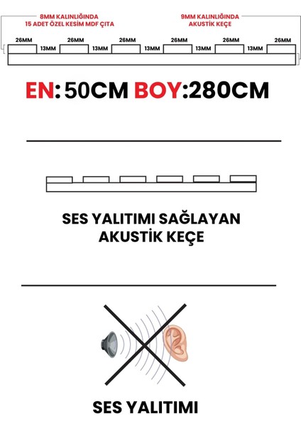 Mdf Ahşap Akustik Duvar Kaplama Paneli 50 x 280 cm Teak fiyatları