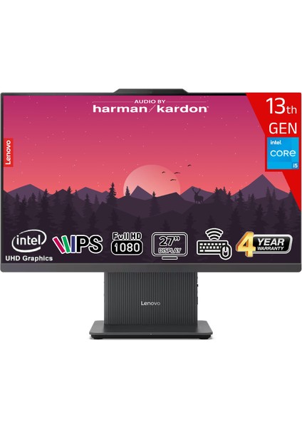 Ideacentre Aıo 27IRH9 Intel Core I7-13620H 16GB Ddr5 256GB SSD Intel UHD Graphics 27 Fhd IPS WIN11PRO F0HM00EXTR-16256W Kablosuz Klavye+Mouse Siyah All In One Bilgisayar