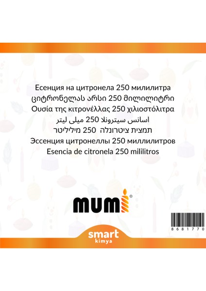 Sitronella Sivrisinek Kovucu Mum Esansı 250 ml fiyatları