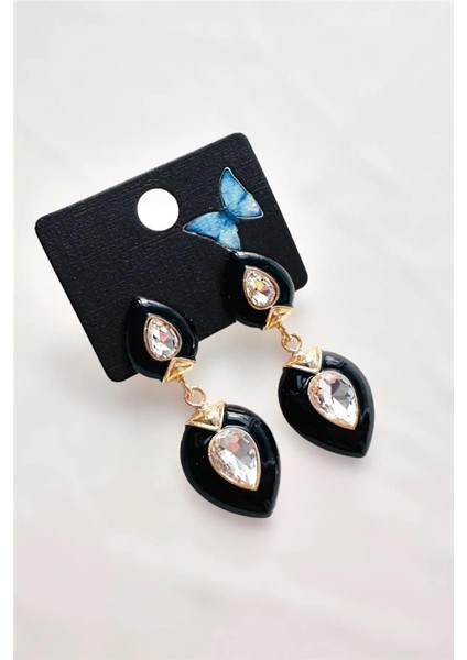 Mineli Taşlı Damla Küpe 6 Cm.