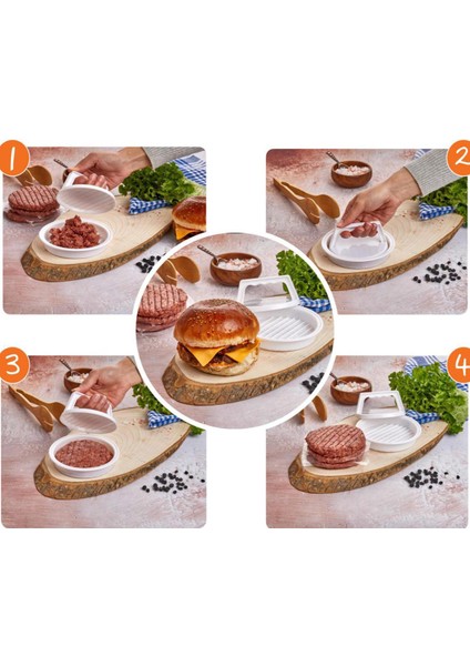 Bev Kitchen 2 Adet Hamburger ve Köfte Kalıbı Şekillendirici Pratik Köfte Yapma Aparatı