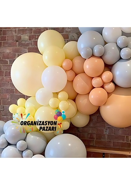 Balon Seti Makaron Somon-Makaron Sarı-Beyaz-DumanGri 100 Lü Balon Zinciri Seti fırsatları