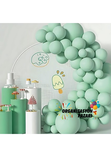 Balon Seti Makaron Yeşil 60 Lı Balon Zinciri Seti