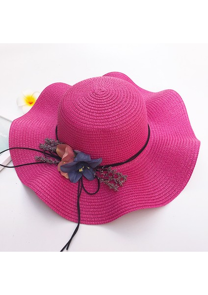 Hasır Şapka Güneş Şapkası Açık Hava Güneş Koruması Güneşlik Büyük Kenarlı Plaj Şapkası (Yurt Dışından)