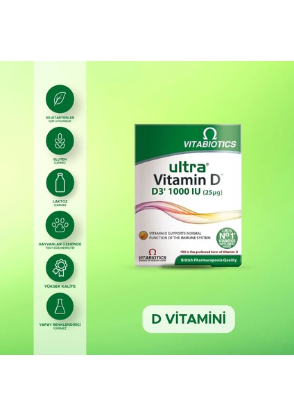 Vitamin D 1000 IU D3 Vitamini İçeren Takviye Edici Gıda 96 Tablet