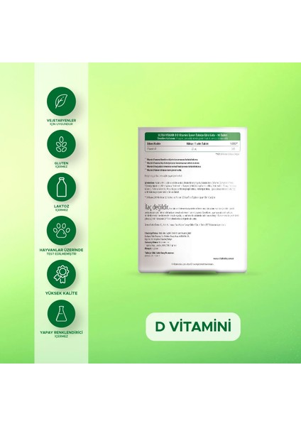 Vitamin D 1000 IU D3 Vitamini İçeren Takviye Edici Gıda 96 Tablet