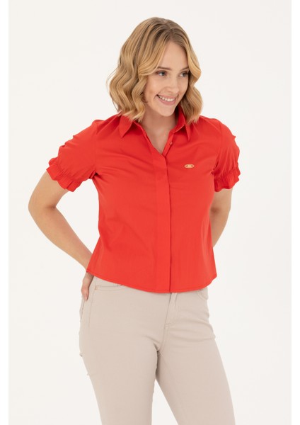 Kadın Kırmızı Gömlek Kısa Kollu 50264219-VR030 modelleri