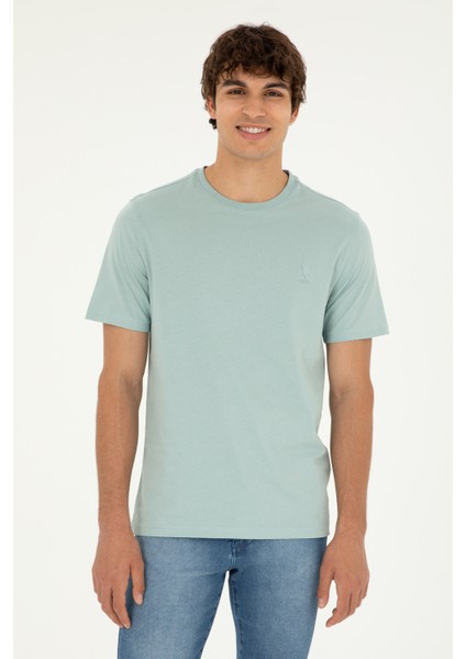 U.S. Polo Assn. 50294224-Vr048 Erkek Su Yeşili Basic T-Shirt