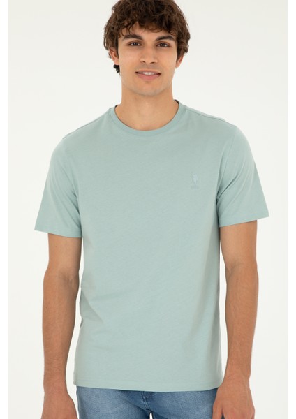 U.S. Polo Assn. 50294224-Vr048 Erkek Su Yeşili Basic T-Shirt